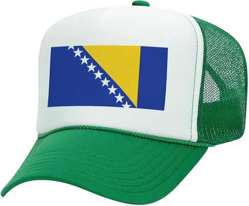 TeesAndTankYou Flag of Bosnia and Herzegovina Bosnia Country Pride Foam Trucker Cap Adjustable Mesh Back Hat in Kuwait