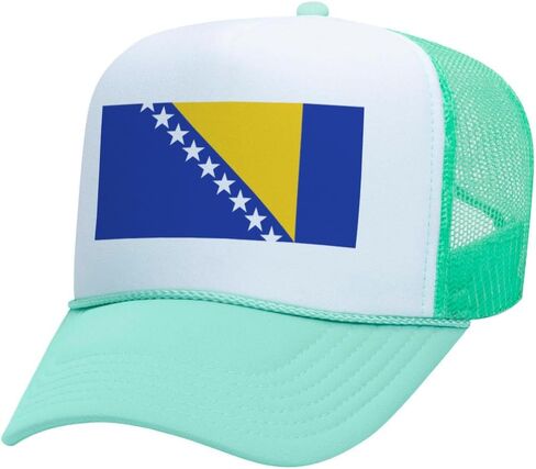 TeesAndTankYou Flag of Bosnia and Herzegovina Bosnia Country Pride Foam Trucker Cap Adjustable Mesh Back Hat in Kuwait