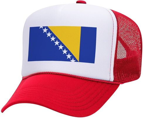 TeesAndTankYou Flag of Bosnia and Herzegovina Bosnia Country Pride Foam Trucker Cap Adjustable Mesh Back Hat in Kuwait