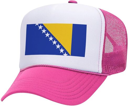 TeesAndTankYou Flag of Bosnia and Herzegovina Bosnia Country Pride Foam Trucker Cap Adjustable Mesh Back Hat in Kuwait