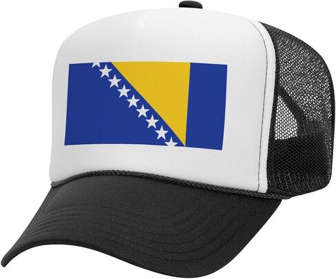 TeesAndTankYou Flag of Bosnia and Herzegovina Bosnia Country Pride Foam Trucker Cap Adjustable Mesh Back Hat in Kuwait