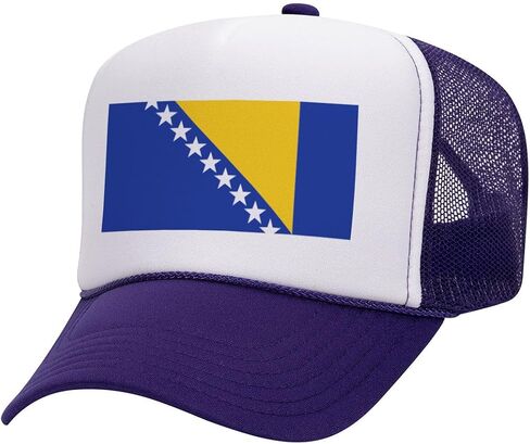 TeesAndTankYou Flag of Bosnia and Herzegovina Bosnia Country Pride Foam Trucker Cap Adjustable Mesh Back Hat in Kuwait