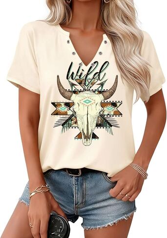 Country Music Shirts for Women V Neck Rock Band Tshirt Vintage Graphic Country Concert Outfits in Saudi Arabia