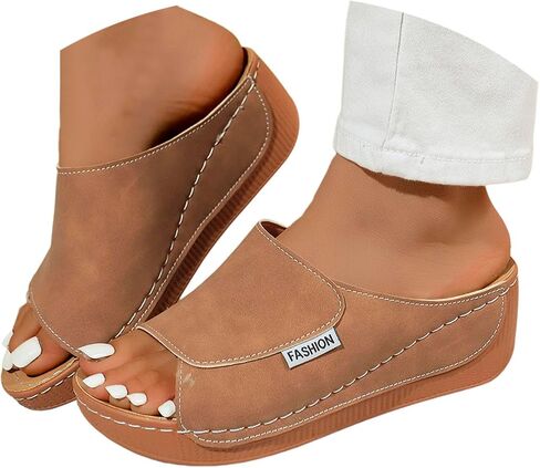 Orange Sandals for Women,Slides Womens Summer Shoes Orthopedic Slides for Women White Sandal Slip on Comfortable Bohemian Low Heels Slippers Wide Width Casual Beach Vacation Walking Shoes in Kuwait