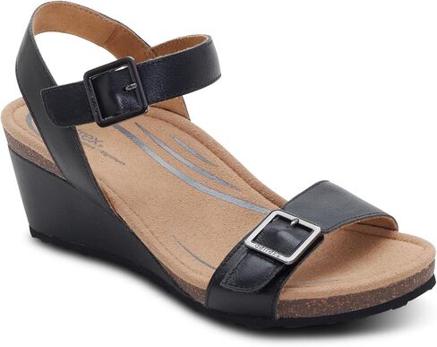 Aetrex Women Naomi Orthopedic Wedge Sandal with Arch Support - Adjustable Leather Wedge Heels Cushioned Footbed Pain Relief Comfort Walking Shoes Off White Stable Fit in Saudi Arabia