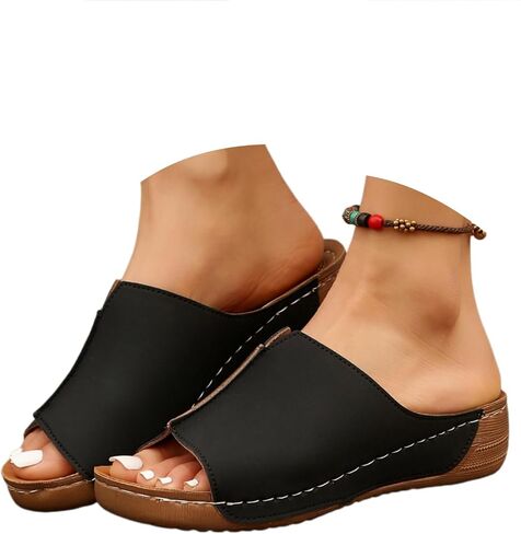 Orange Sandals for Women,Slides Womens Summer Shoes Orthopedic Slides for Women White Sandal Slip on Comfortable Bohemian Low Heels Slippers Wide Width Casual Beach Vacation Walking Shoes in Kuwait