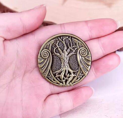 Yggdrasil World Tree of Life Rune Symbol Norse Viking God Odin Thor Valhalla Celtic Knot Ship Longship 1.6" Enamel Pin Badge in Kuwait