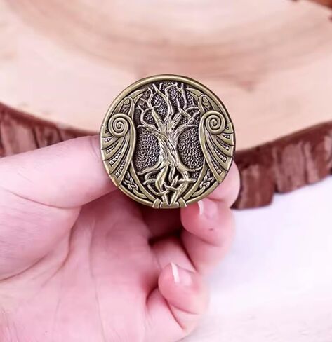 Yggdrasil World Tree of Life Rune Symbol Norse Viking God Odin Thor Valhalla Celtic Knot Ship Longship 1.6" Enamel Pin Badge in Kuwait