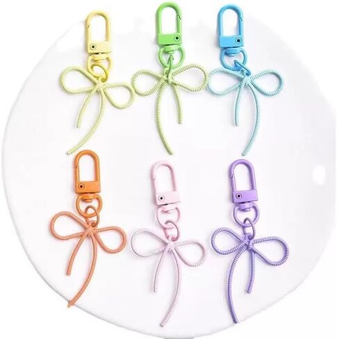 4 Pcs Candy Color Bowknot Shape Keychain Pendant Multicolor Butterfly Knot Key Chain able Bows Ornament for Phones Car Keys Bags Women's Keyrings & Keychains in Kuwait