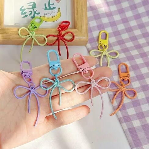 4 Pcs Candy Color Bowknot Shape Keychain Pendant Multicolor Butterfly Knot Key Chain able Bows Ornament for Phones Car Keys Bags Women's Keyrings & Keychains in Kuwait