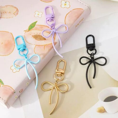 4 Pcs Candy Color Bowknot Shape Keychain Pendant Multicolor Butterfly Knot Key Chain able Bows Ornament for Phones Car Keys Bags Women's Keyrings & Keychains in Kuwait
