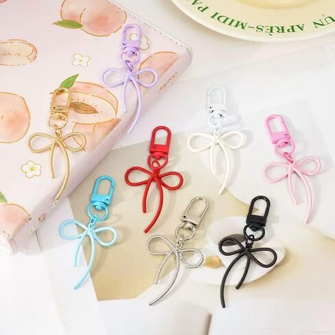 4 Pcs Candy Color Bowknot Shape Keychain Pendant Multicolor Butterfly Knot Key Chain able Bows Ornament for Phones Car Keys Bags Women's Keyrings & Keychains in Kuwait
