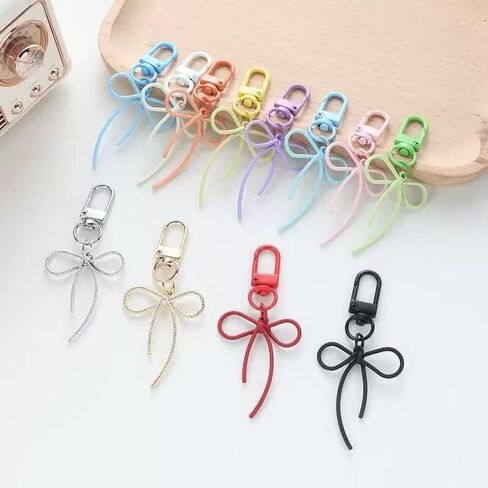 4 Pcs Candy Color Bowknot Shape Keychain Pendant Multicolor Butterfly Knot Key Chain able Bows Ornament for Phones Car Keys Bags Women's Keyrings & Keychains in Kuwait