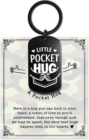 Military Pocket Hug Keychain for Soldier, Deployment Gift for Husband Son, Army Wife Mom Keepsake, Boot Camp Graduation Gift in Kuwait