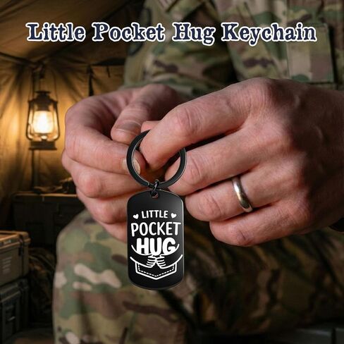 Military Pocket Hug Keychain for Soldier, Deployment Gift for Husband Son, Army Wife Mom Keepsake, Boot Camp Graduation Gift in Kuwait
