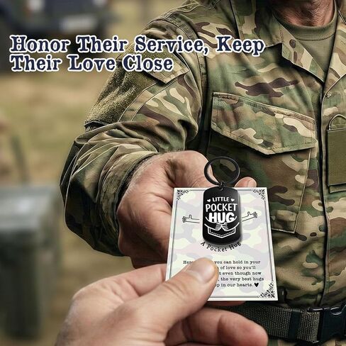 Military Pocket Hug Keychain for Soldier, Deployment Gift for Husband Son, Army Wife Mom Keepsake, Boot Camp Graduation Gift in Kuwait