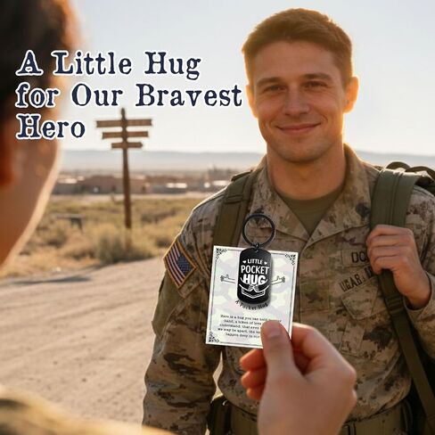 Military Pocket Hug Keychain for Soldier, Deployment Gift for Husband Son, Army Wife Mom Keepsake, Boot Camp Graduation Gift in Kuwait