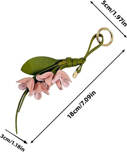 Boho Leather Flower Keychain Flower Bag Charm for Handbag Tote Purse Charm in Saudi Arabia