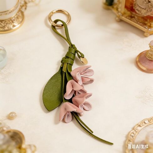 Boho Leather Flower Keychain Flower Bag Charm for Handbag Tote Purse Charm in Saudi Arabia