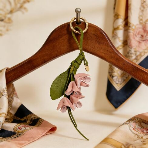 Boho Leather Flower Keychain Flower Bag Charm for Handbag Tote Purse Charm in Saudi Arabia