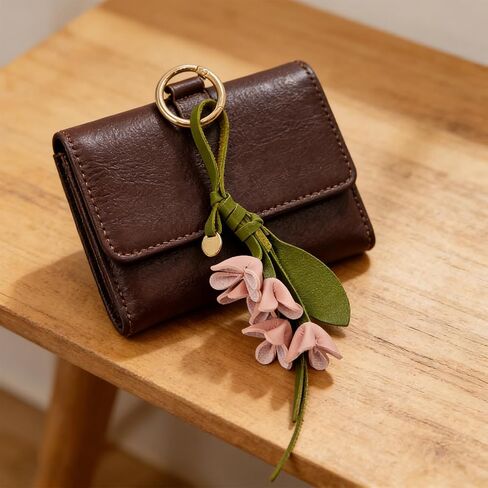 Boho Leather Flower Keychain Flower Bag Charm for Handbag Tote Purse Charm in Saudi Arabia