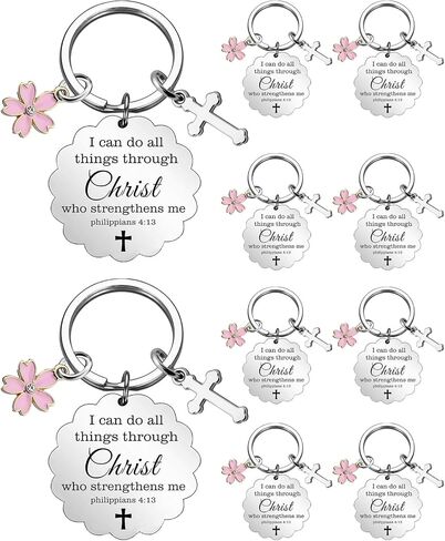10-Pack Christian Keychains for Women, I Can Do All Things Through Christ Bible Verse Gifts, Religious Cross Keyrings for Pastor, Mom, Sister, Easter, Christmas & Baptism in Saudi Arabia