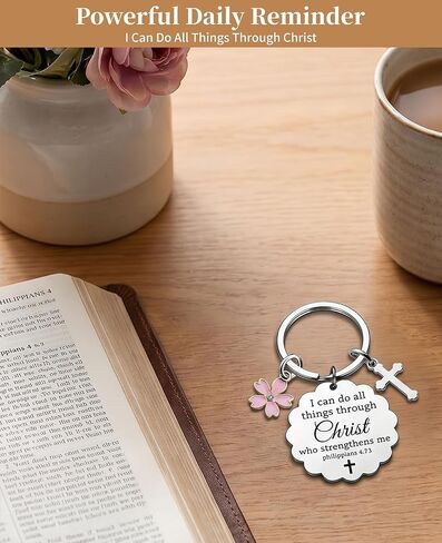 10-Pack Christian Keychains for Women, I Can Do All Things Through Christ Bible Verse Gifts, Religious Cross Keyrings for Pastor, Mom, Sister, Easter, Christmas & Baptism in Saudi Arabia