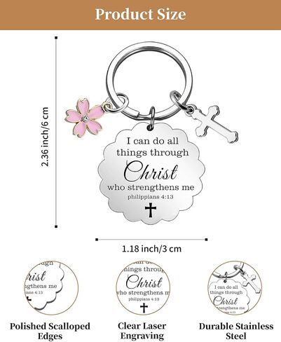 10-Pack Christian Keychains for Women, I Can Do All Things Through Christ Bible Verse Gifts, Religious Cross Keyrings for Pastor, Mom, Sister, Easter, Christmas & Baptism in Saudi Arabia