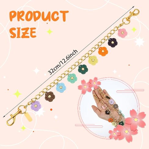 Metal Chain Bag Charms, Vintage Gold Bag Chain Charm with 9 Colored Camellia Flowers, Multi-Functional Purse Extender, Wallet, Jeans, Pants Chains in Saudi Arabia