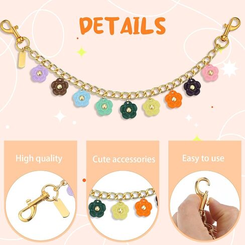 Metal Chain Bag Charms, Vintage Gold Bag Chain Charm with 9 Colored Camellia Flowers, Multi-Functional Purse Extender, Wallet, Jeans, Pants Chains in Saudi Arabia