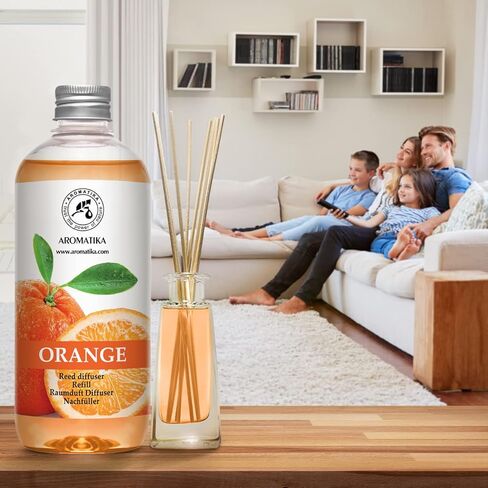 AROMATIKA Orange Reed Diffuser Refill - Set of 3 * 17 Fl Oz - Home Fragrance Diffuser - Aromatherapy - Citrus Scent - Air Freshener - Plastic Material - Glass or Plastic Core in Saudi Arabia