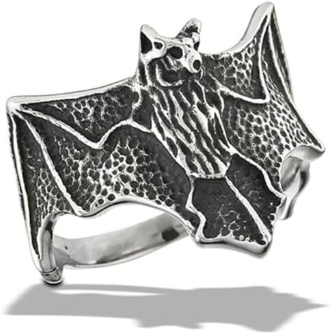 Pierced Owl Stainless Steel Flying Bat Ring in Kuwait
