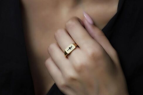 14k Gold Ballerina Ring - Custom Ballet Jewelry - Personalized Sports Ring - Rectangle Shaped Design in Kuwait