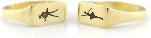 14k Gold Ballerina Ring - Custom Ballet Jewelry - Personalized Sports Ring - Rectangle Shaped Design in Kuwait
