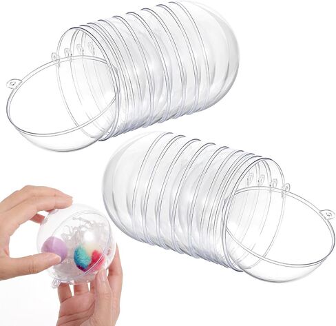 25 Clear Fillable Ornaments Balls- 80mm/3.15" Transparent Plastic Thickened Spherical Assembled Craft, for Christmas Tree Decor, and Festive Days Home Party(8cm) in Saudi Arabia