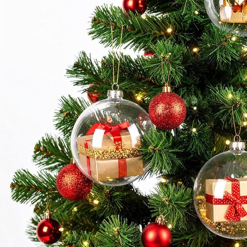 25 Clear Fillable Ornaments Balls- 80mm/3.15" Transparent Plastic Thickened Spherical Assembled Craft, for Christmas Tree Decor, and Festive Days Home Party(8cm) in Saudi Arabia