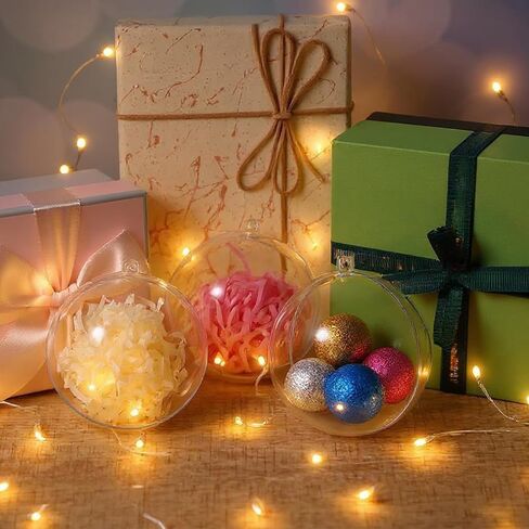 25 Clear Fillable Ornaments Balls- 80mm/3.15" Transparent Plastic Thickened Spherical Assembled Craft, for Christmas Tree Decor, and Festive Days Home Party(8cm) in Saudi Arabia