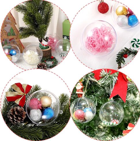 25 Clear Fillable Ornaments Balls- 80mm/3.15" Transparent Plastic Thickened Spherical Assembled Craft, for Christmas Tree Decor, and Festive Days Home Party(8cm) in Saudi Arabia