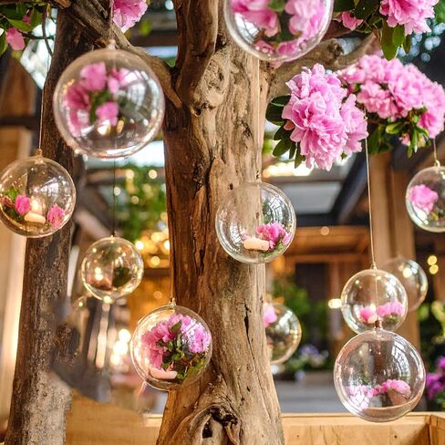 25 Clear Fillable Ornaments Balls- 80mm/3.15" Transparent Plastic Thickened Spherical Assembled Craft, for Christmas Tree Decor, and Festive Days Home Party(8cm) in Saudi Arabia