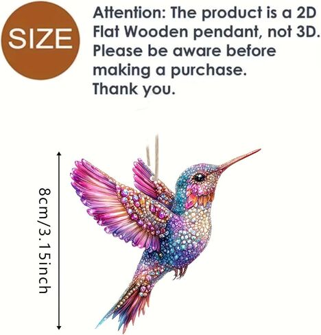 12PCS Hummingbird Christmas Hanging Ornaments with Rope - Multi-Color Pendants | for Home, Window, Tree Branches & Party Displays | Hummingbird Decorations in Kuwait