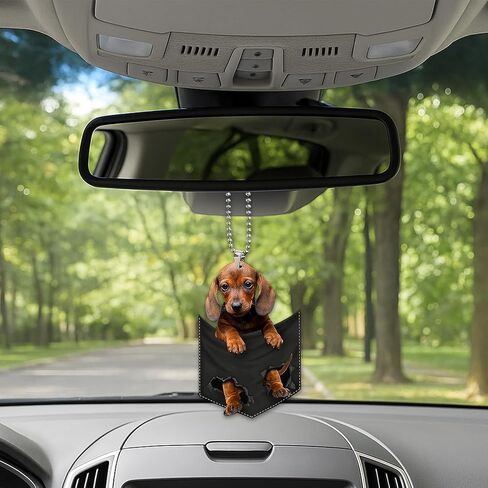 German Shepherd Car Rear View Mirror Charm, 2D Flat Acrylic Auto Hanging Accessories, Cute Dog Decoration Pendant for Rearview Mirror, Adorable Vehicle Interior Ornament for Women (Style1) in Kuwait