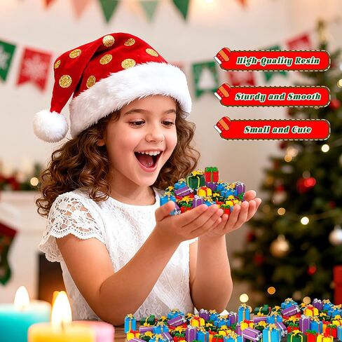 40 Pcs Christmas Miniature Resin Gift Boxes, Christmas Mini Boxes Ornament, Xmas Miniatures Figurines for Crafts Xmas Tree Present Dollhouse Crystal Ball Decorations in Saudi Arabia