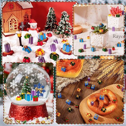 40 Pcs Christmas Miniature Resin Gift Boxes, Christmas Mini Boxes Ornament, Xmas Miniatures Figurines for Crafts Xmas Tree Present Dollhouse Crystal Ball Decorations in Saudi Arabia