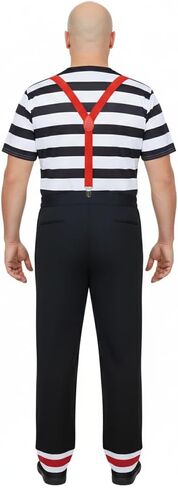 Tweedle Dee and Tweedle Dum Costume Mens Striped T-shirt Pants Set with Suspenders Wonderland Cosplay Outfits in Saudi Arabia