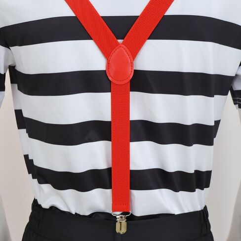 Tweedle Dee and Tweedle Dum Costume Mens Striped T-shirt Pants Set with Suspenders Wonderland Cosplay Outfits in Saudi Arabia