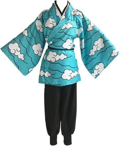 Anime Cosplay Costumes Tanjirou Kamado Blue Cloud Kimono Halloween Party in Saudi Arabia