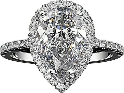 925 Sterling Silver Water Drop Tear Shape Cubic Zircon Wedding Engagement Proposal Ring Diamond Ring Water Drop Shaped Zircon Ring Zircon Ring Women's Jewelry Size 11 in Saudi Arabia
