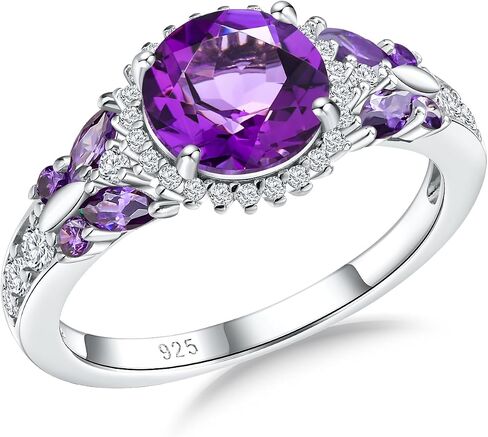 925 Sterling Silver Created Amethyst/Aquamarine/Emerald/Ruby/Sapphire Promise Engagement Rings for Women Cocktail Wedding Birthday Jewelry in Saudi Arabia