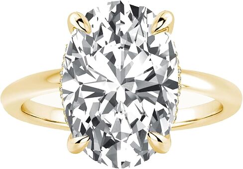 3.5 Carat Oval Cut Diamond SolitaireRing-925 Sterling Silver With Gold/Gold Plating,.FauxDiamond Engagement Ring, Travel RingforWomen, Elegant Promise Ring, Cubic ZirconiaOvalRings for Women. in Saudi Arabia
