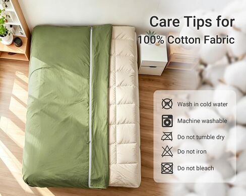 100% Cotton Futon Mattress Cover, Washable Japanese Floor Bed Protector with Zipper, Dust‑Proof Replacement Slipcover for Tatami Mat, Fits Up to 4-Inch Thick Mattresses, Full/Queen in Kuwait